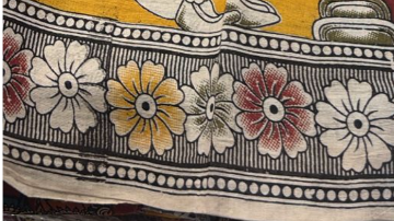 Beige Kalamkari Cotton Saree, border