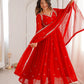 RED EMBROIDERED ANARKALI SUIT SET WITH DUPATTA