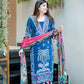 NAVY BLUE EMBROIDERED COTTON SUIT SET WITH PRINTED DUPATTA