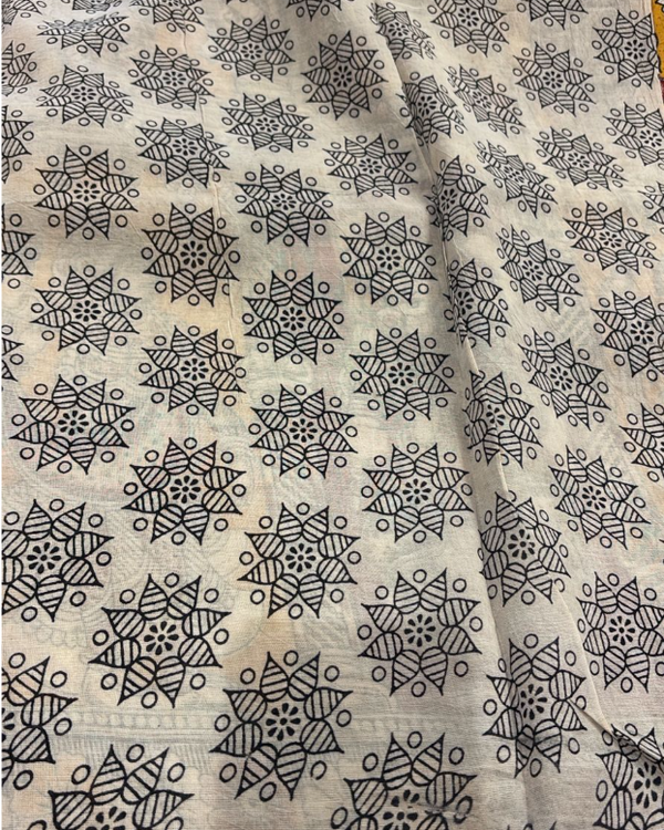 Beige Kalamkari Cotton Saree, blouse