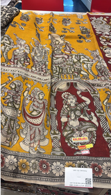 Mustard GADWAL PATTU HANDLOOM BUTA SAREE, body
