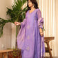 GRACEFUL LAVENDER  EMBROIDERED COTTON SILK KURTA SET WITH DUPPATA